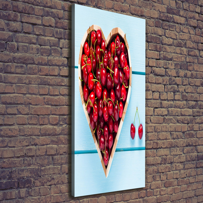 Cherries On Wood - Wrapped Canvas Print