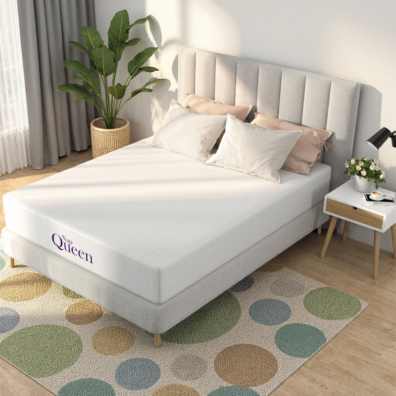 Matelas en mousse viscoélastique pleine grandeur de 10 pouces avec support infusé au charbon, confort ferme moyen et housse soyeuse LUMERIS
