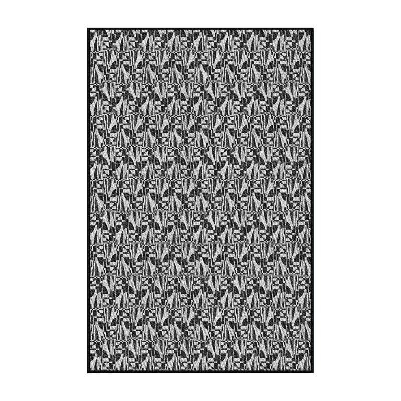 Tapis noir/blanc à motifs, Rectangle 8 pi x 12 pi