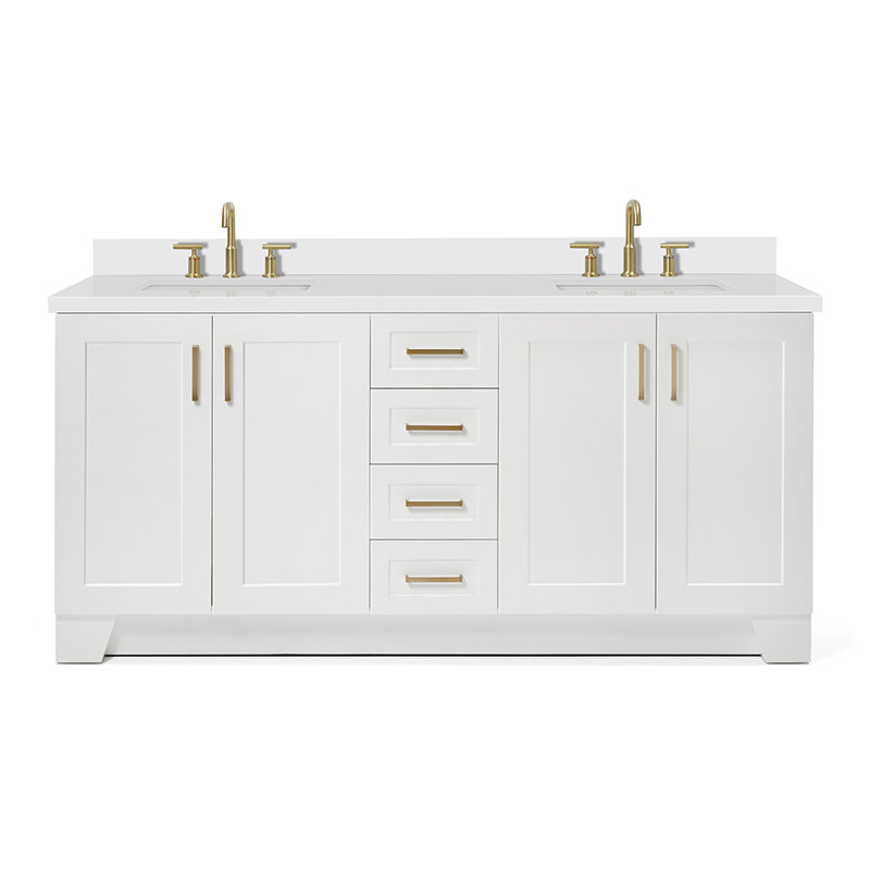 73 IN.  Single Bathroom Vanity, Gray, Rectangular,  White Quartz