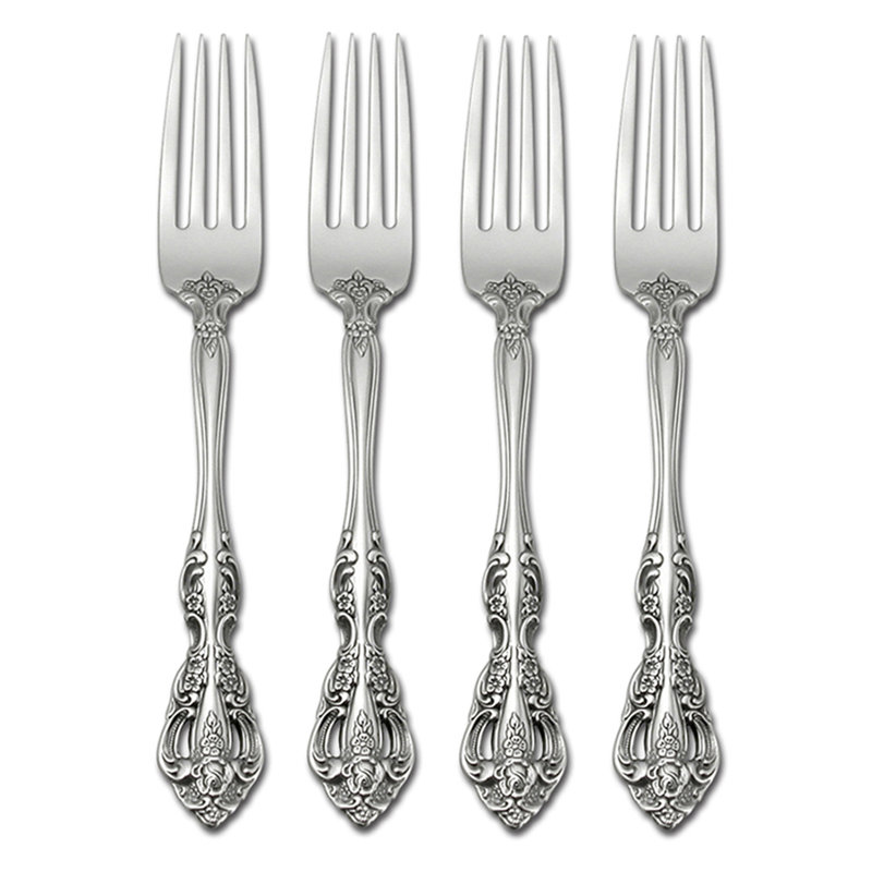  Fourchette à dîner en acier inoxydable Michelangelo, ensemble de 4, argent