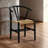 Black Wooden 2Pc Side Chairs Dining Room Furniture Kitchen Dining Chair Woven Rope Seat Modern Style