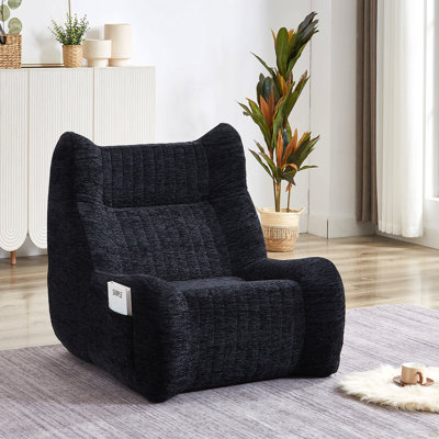 Fauteuil à billes pour adultes avec accoudoirs - Fauteuil d'appoint surdimensionné et confortable pour salon, chambre à coucher (noir)