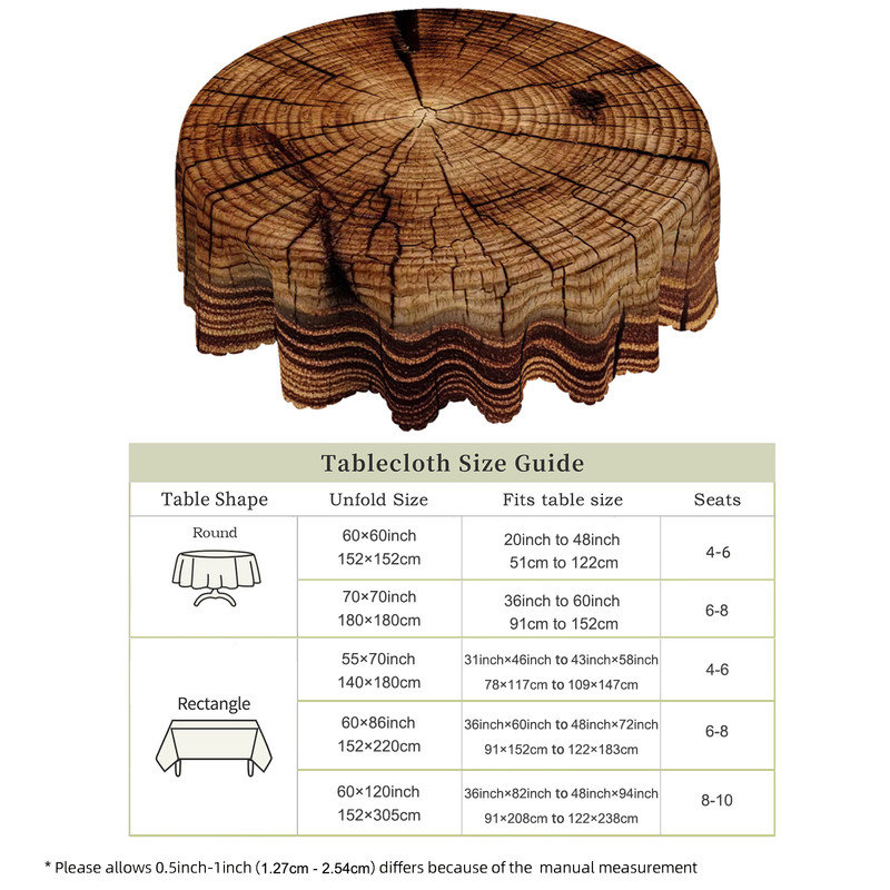 Nappe en polyester lavable à la machine avec motif grain de bois, L 70,8 po x l 55,12 po
