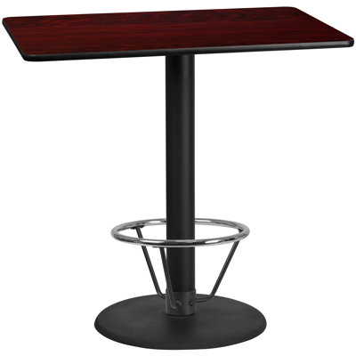 Plateau de table rectangulaire en stratifié avec base ronde et anneau de pied Basnight