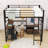 Loft Bed With Desk, LED Light, Storage Shelves, And Charge Station-1383466964