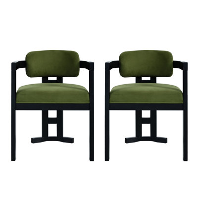 Chaise de salle à manger d'intérieur en bois (ensemble de 2), vert + noir
