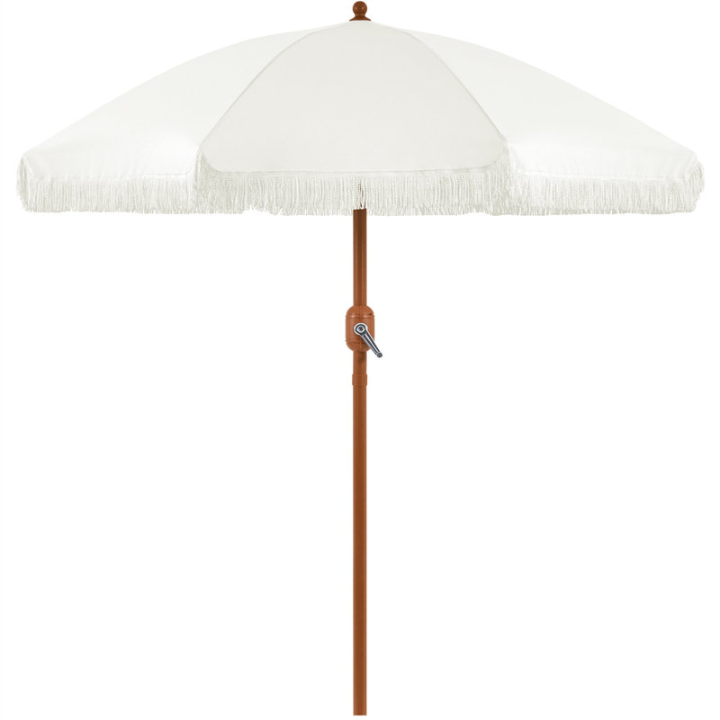 Parasol de plage inclinable 90 po avec frange 90 po, Crème