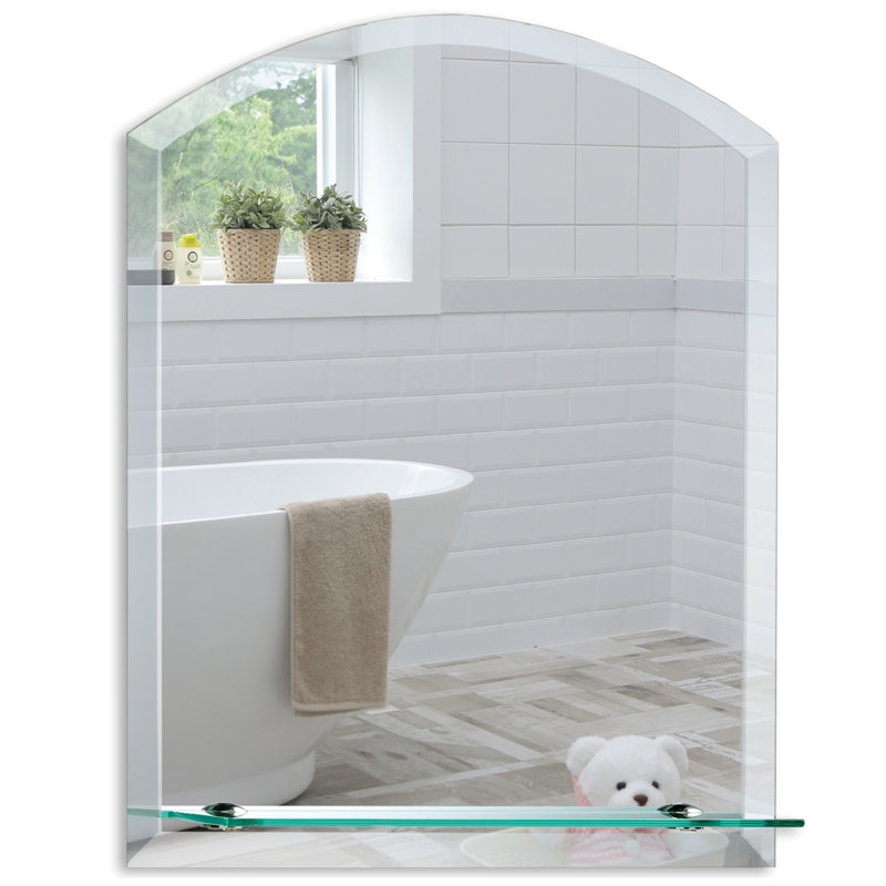 Selph Flat Wall Mirror with Shelves, 50cm x 40cm