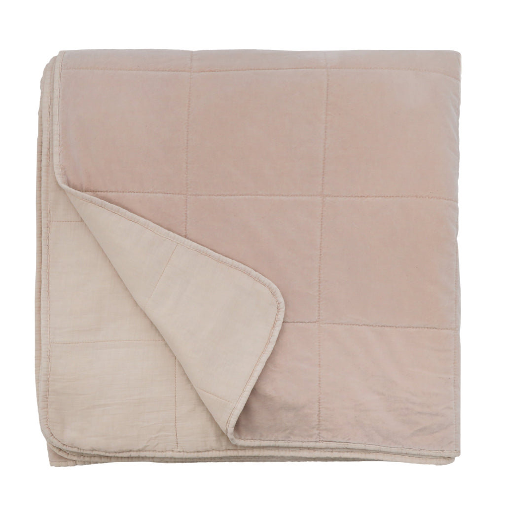 Amsterdam Velvet Coverlet, Blush, King Coverlet/Bedspread