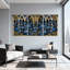 Plantes et fleurs, impression d'arche gothique florale bleue, ensemble de 3 impressions sur toile-532386490