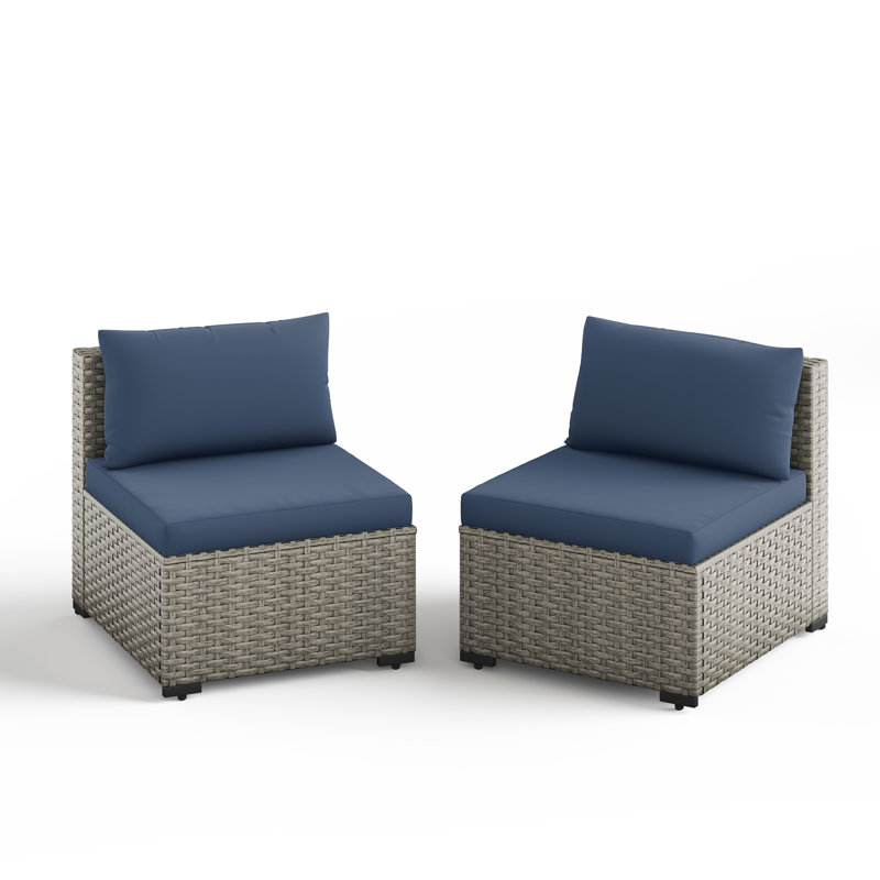 Outdoor Wicker Single Chair (Set Of 2), Navy