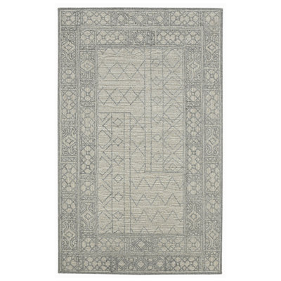 Tapis gris en laine crocheté à la main