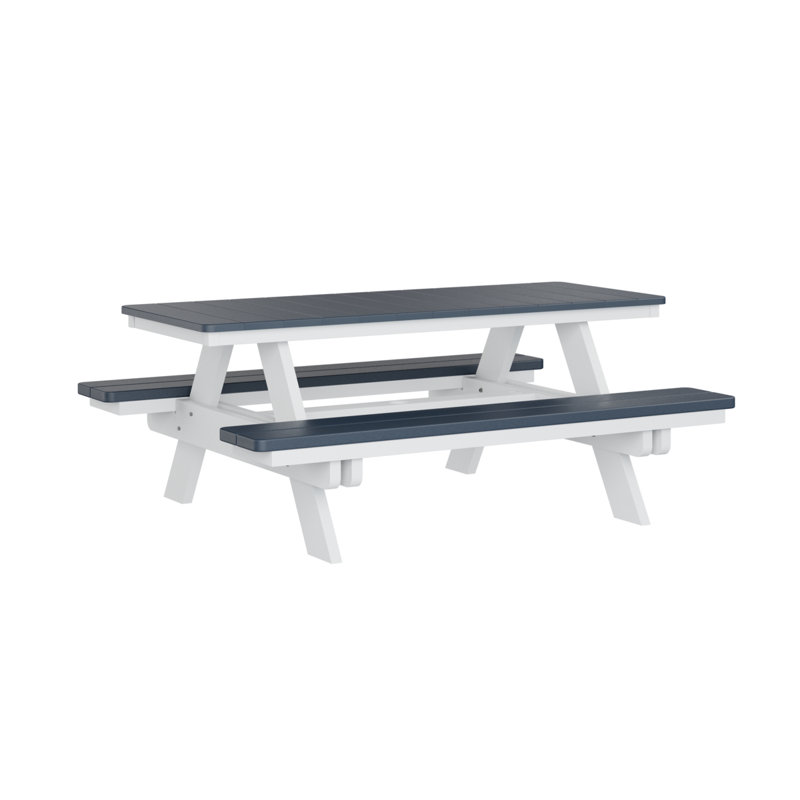 Table de pique-nique rectangulaire Berlin Gardens Ada, H 29 po x L 72 po x l 58 po, Bleu marine / blanc
