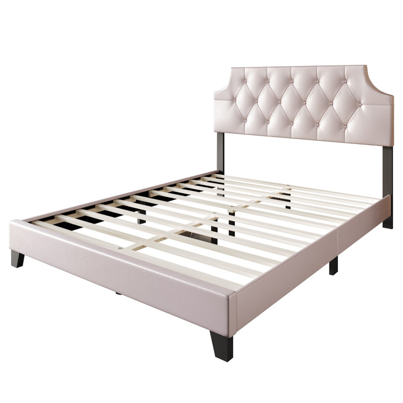 Lit plateforme en cuir Mekelle, Argent, Simple