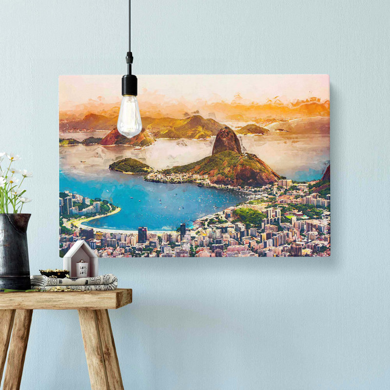 Skyline Of Rio De Janeiro In Brazil In Abstract - Wrapped Canvas, 40cm H x 60cm W x 3cm D
