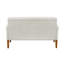 Causeuse en tissu d'ameublement en chenille beige avec pieds en bois massif-1070103869