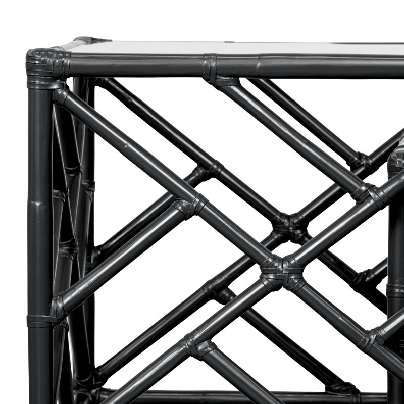Chippendale Glass Nesting End Table, Black