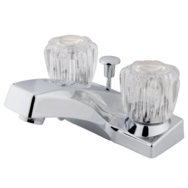 Elements of Design Centerset Bathroom Faucet, Polished Chrome, With Plastic Pop Up Drain