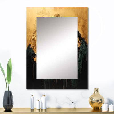Éclipse de lune moderne or noir - miroir moderne, miroir mural noir unique, impression d'art en métal