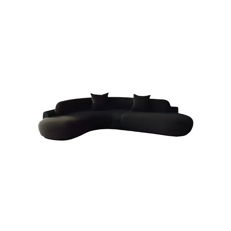 Canapé de coin courbé, H 27,56 po x l 133,86 po x P 86,61 po, 6, Noir, noir, noir, noir