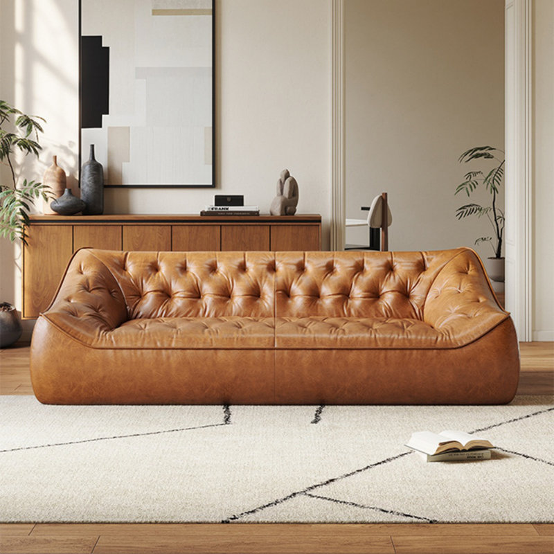 Canapé moderne brun simple, Marron clair, H 25,59 po x l 94,49 po x P 43,31 po