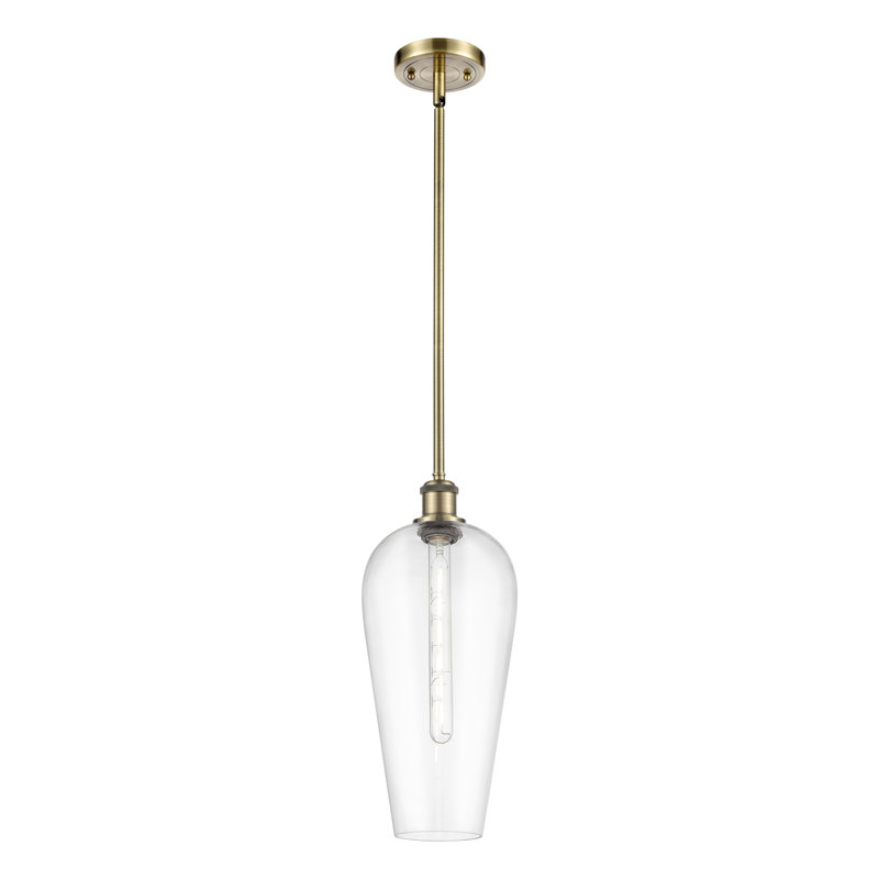 Mini-luminaire suspendu 1 lumière Ballston - Amiina, Clair, Laiton antique
