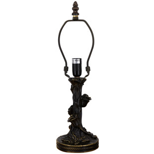 Tiffany Table Lamp Base Replacement Only,Wide 5 Height 15 Inch, Fit for Stained Glass Table Lamp Shade, Resin Finished in Bronze with Harp and Final