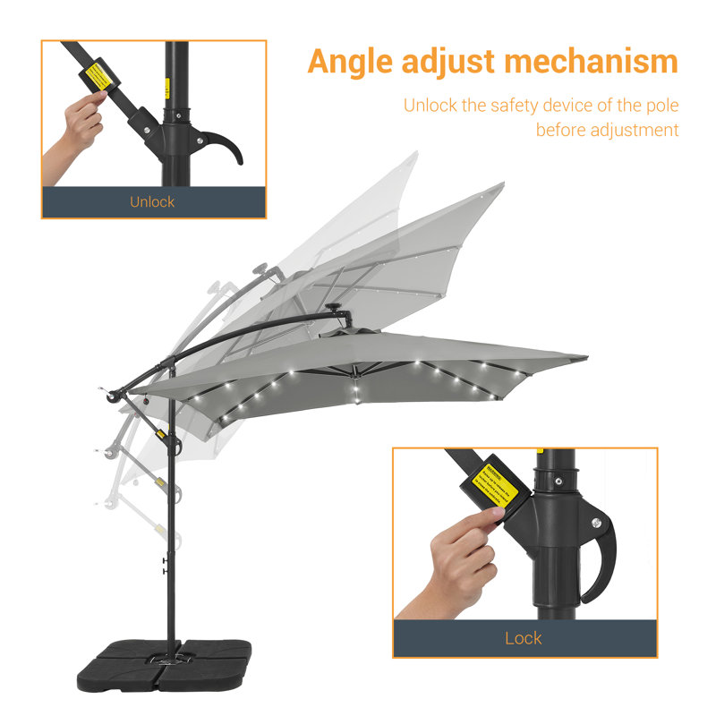 Parasol en porte-à-faux 98,4 po Dannii-Leigh, gris