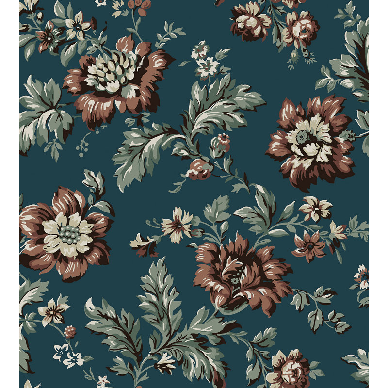 Rouleau de papier peint L 33 pi x l 20,86 po Ett Hem Rosen Stockholm, Bleu minuit