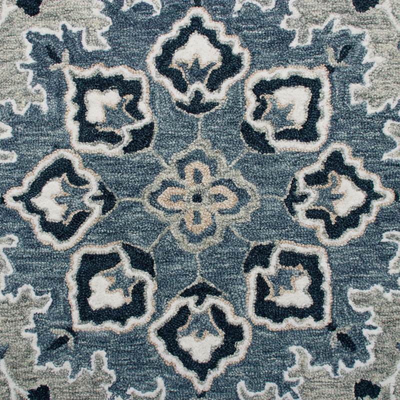 Rugsa Hand Tufted Wool Floral Indoor Rug, Round 3'
