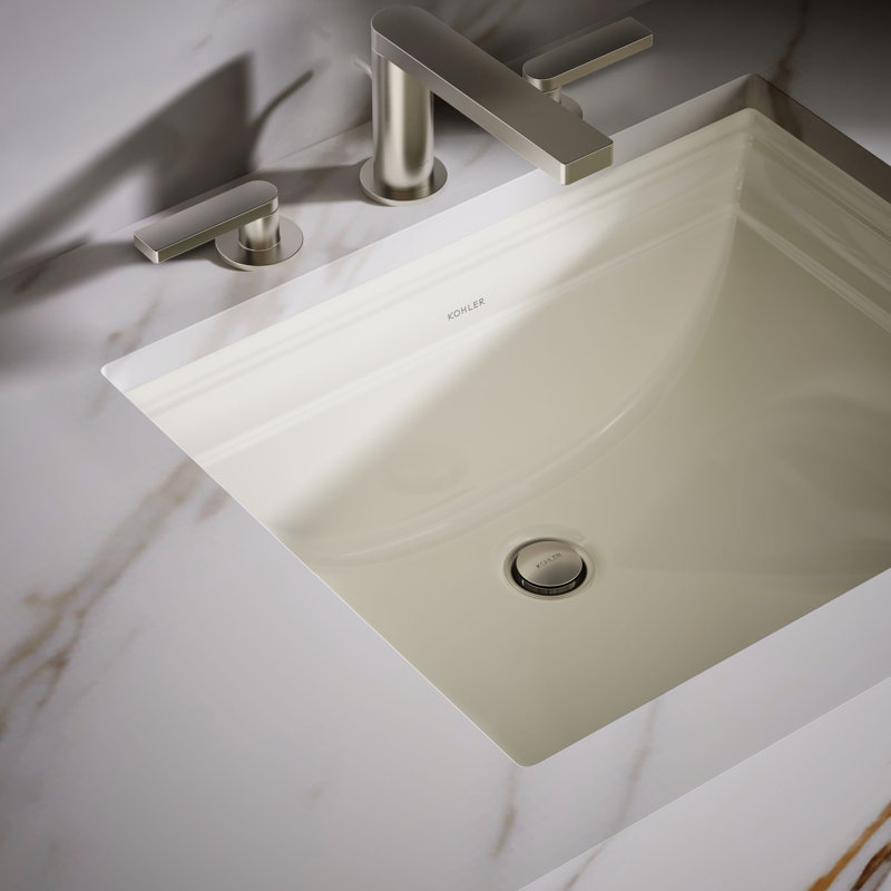 Memoirs Vitreous China Rectangular Undermount Bathroom Sink with Overflow, Biscuit