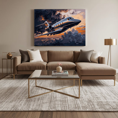 Transport, jet privé, illustrations, toile grise