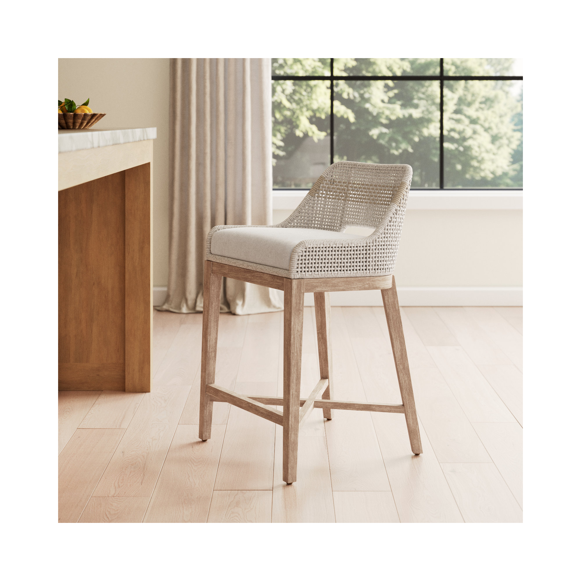 Bowker Bar & Counter Stool, Taupe & White / Pumice, Counter Stool (26" Seat Height)