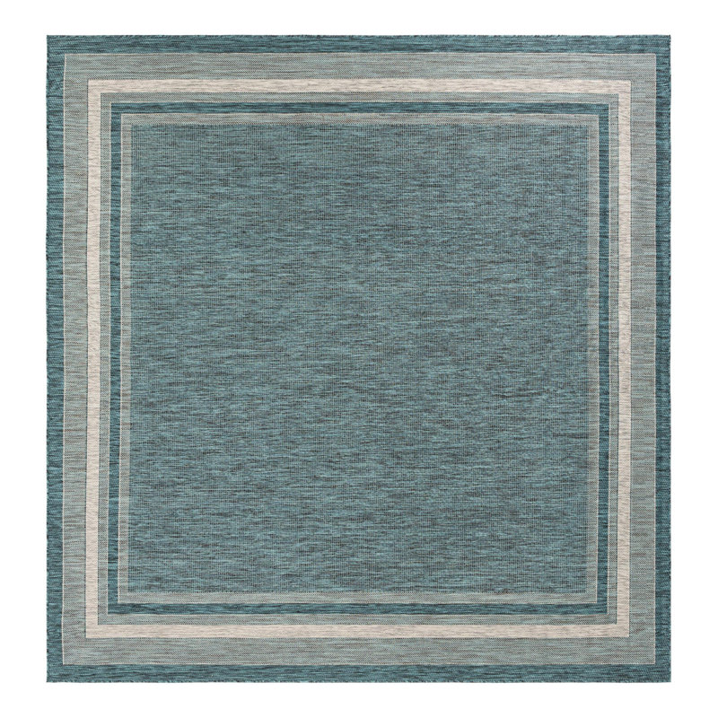 Sevil Teal/Beige/Gray Indoor / Outdoor Rug, Square 10'