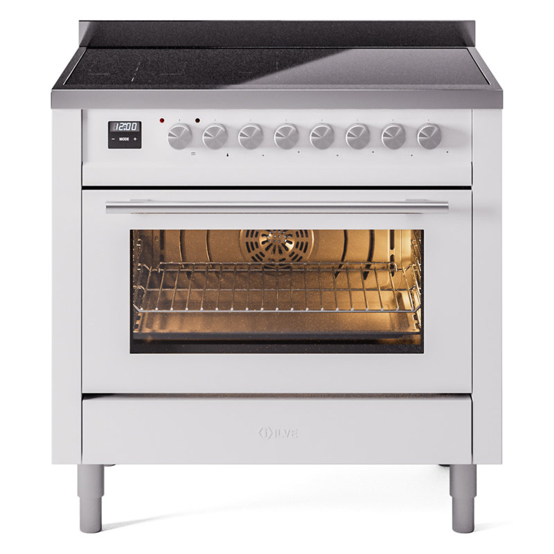 Cuisinière à induction 36 pouces avec 6 éléments à induction ILVE Professional Plus II Series, Blanc / acier inoxydable