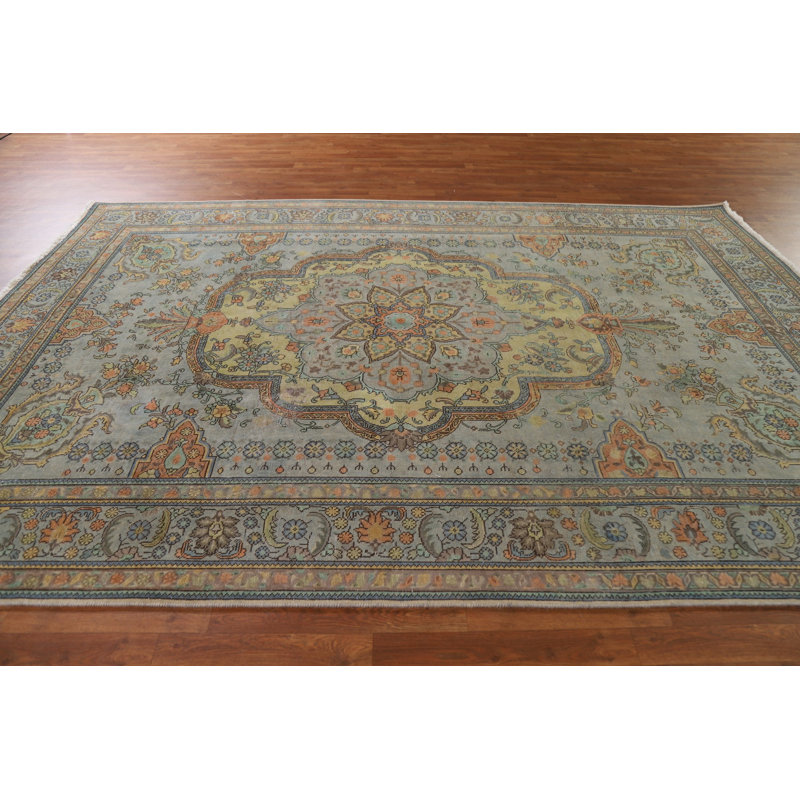 One-of-a-Kind 7'6" X 10'9" 1960s Wool Area Rug in Grey
