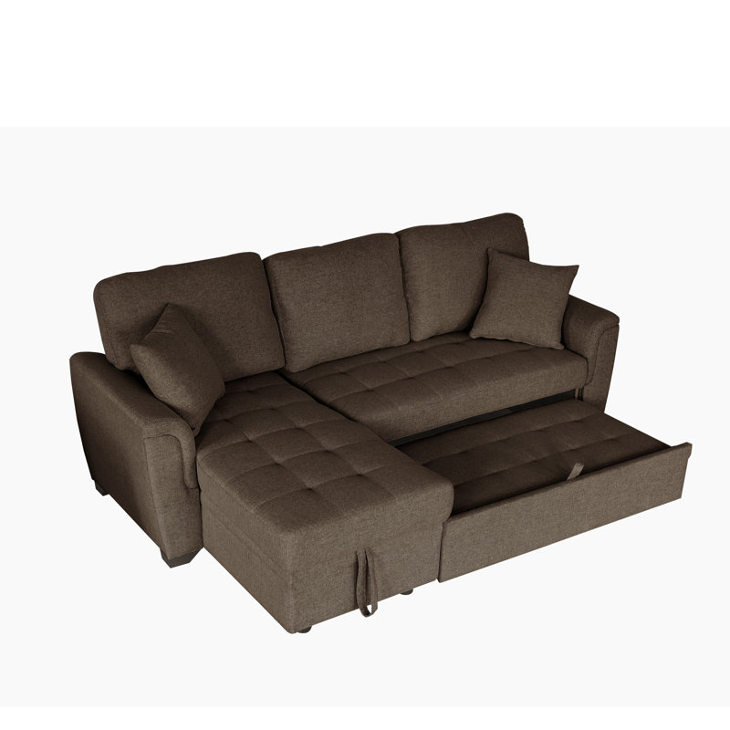 Jarlene Upholstered L-Shaped Sectional Left Hand Facing, Left-hand, Light Gray 100% Linen