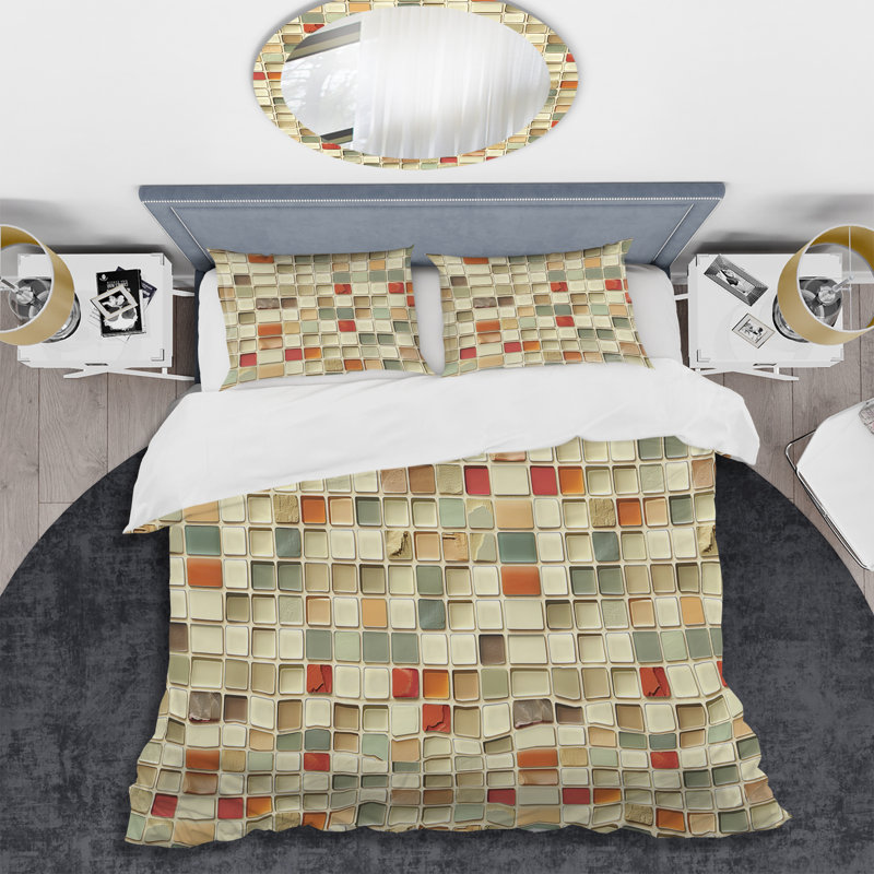 Carrelage mosaïque beige moderne - Ensemble de housse de couette moderne, Housse de couette très grand et 2 très grandes t