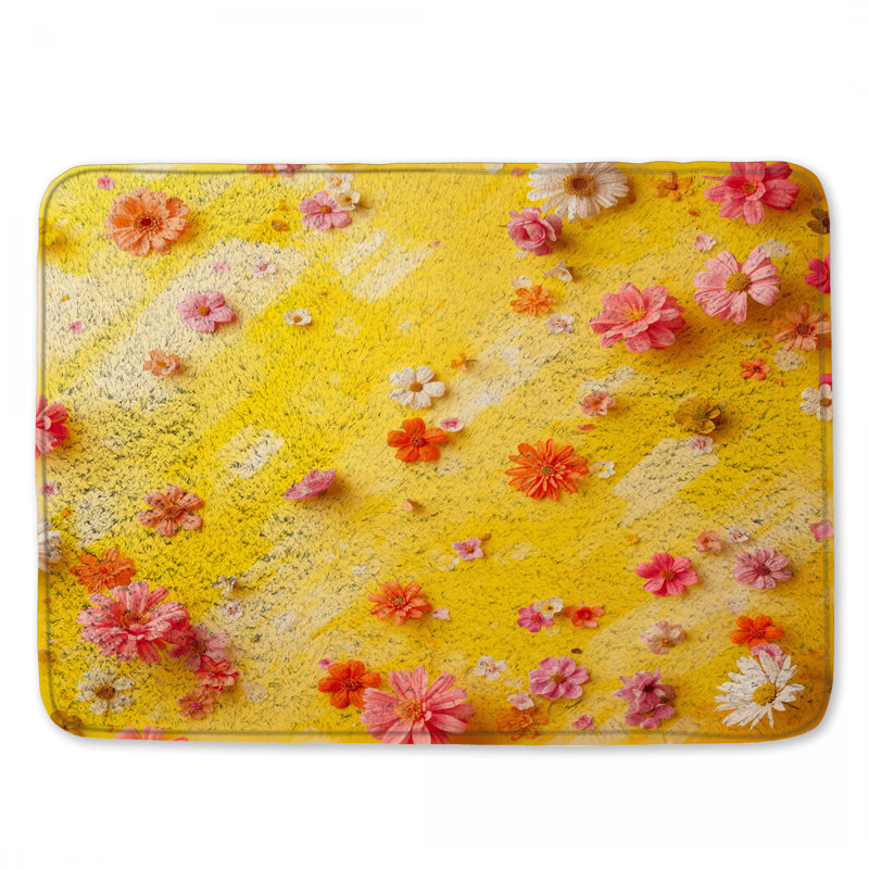 Tapis de bain à motif floral coloré, 24in W x 17in L