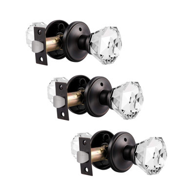 Crystal Door Knobs Keyless Lock with Round Rosette