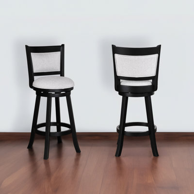 Chaises de pub pivotantes à hauteur de comptoir, 2 pièces avec siège et repose-pieds en tissu d'ameublement, noir /, chaises de cuisine de style contemporain, tabourets de salle à manger, chaises modernes