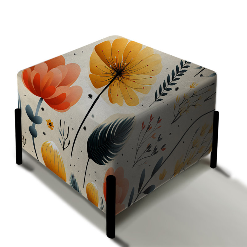 Nordic Grace - Harmonie florale jaune - repose-pieds carré floral