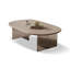 Table basse beige en bois manufacturé et ovale-974456035