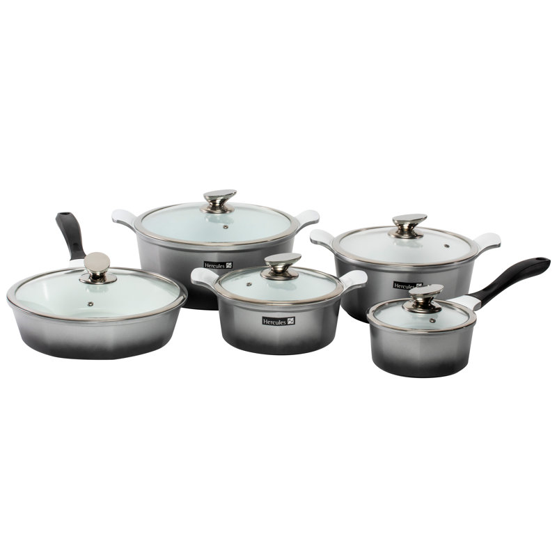 Batterie de cuisine antiadhésive en aluminium 10 pièces Hercules