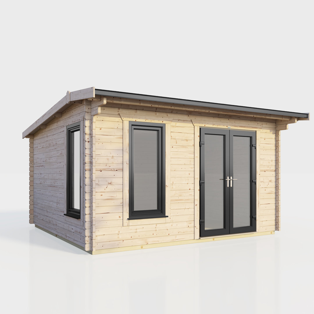 Powersheds 14 x 10ft Apex Log Cabin, Doors to the Right - 44mm
