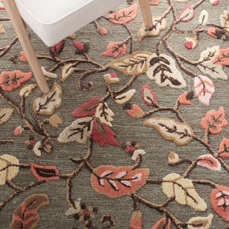 Coreatha Martha Stewart Hand Tufted Wool/Viscose Floral Rug in Francesca Black, Rectangle 2'6" x 4'3"