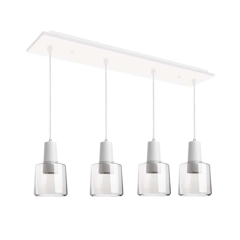 Samson LED Pendant, 4 Lights, 35 W, White/Clear Glass