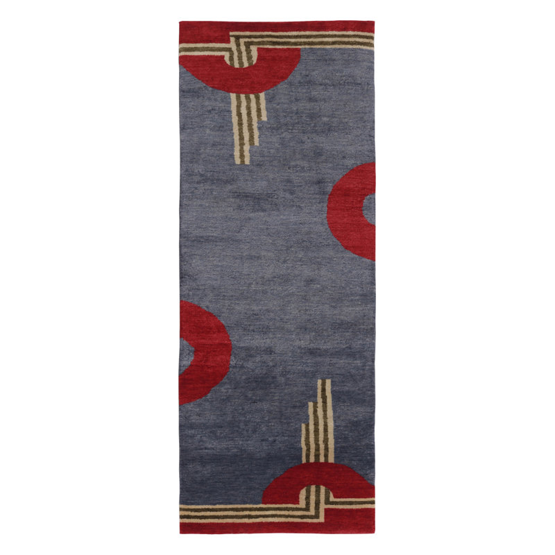 Art Deco One-of-a-Kind 3'1X9'2 Hand Knotted Area Rug