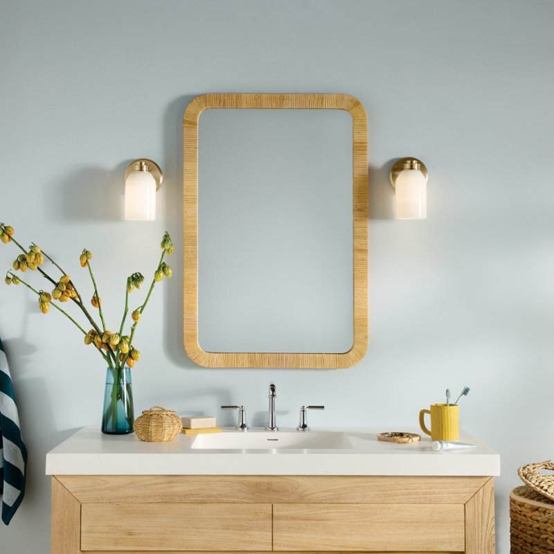 Applique murale 1 lumière 8,25 po avec verre opale blanc, Bronze